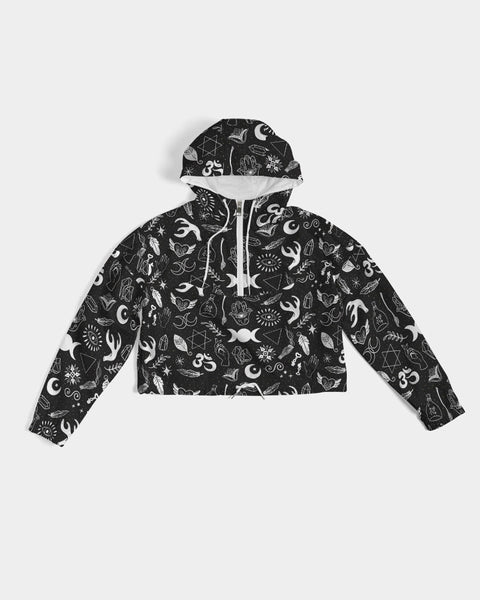 Alchemy Print Custom Cropped Windbreaker (Black) - My Vintage Candy