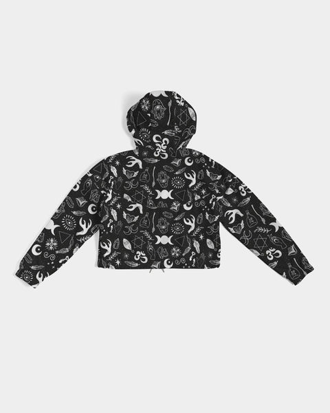 Alchemy Print Custom Cropped Windbreaker (Black) - My Vintage Candy