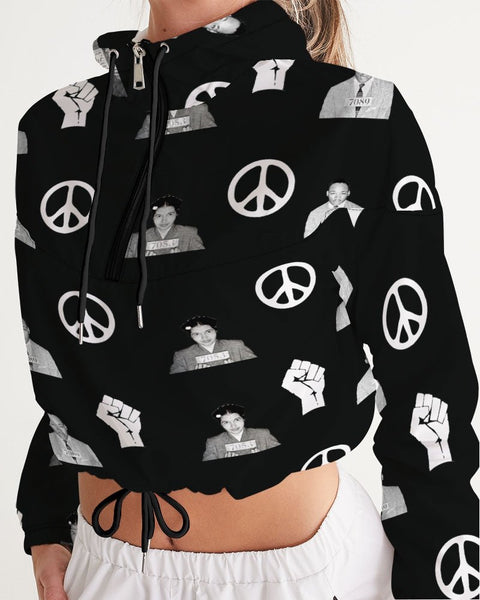 Martin & Rosa "All Over It" Women's Cropped Windbreaker (black) - My Vintage Candy