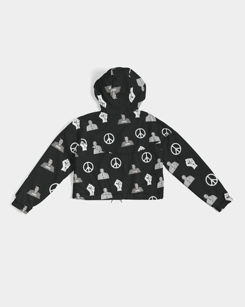 Martin & Rosa "All Over It" Women's Cropped Windbreaker (black) - My Vintage Candy