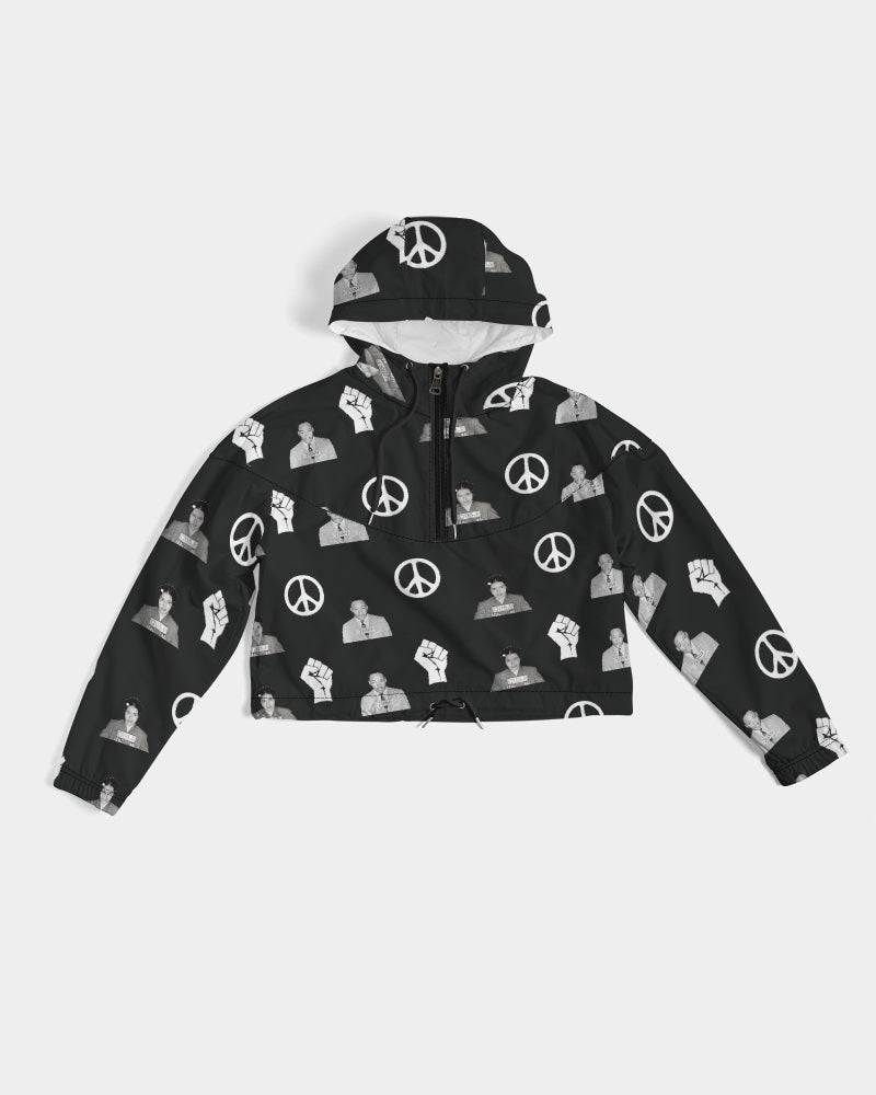 Martin & Rosa "All Over It" Women's Cropped Windbreaker (black) - My Vintage Candy