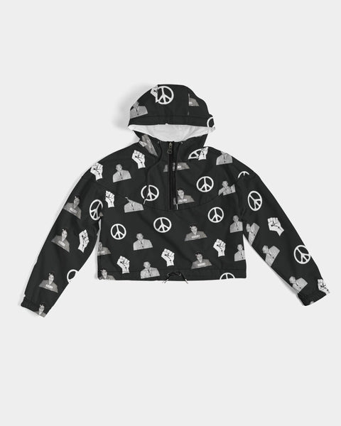 Martin & Rosa "All Over It" Women's Cropped Windbreaker (black) - My Vintage Candy