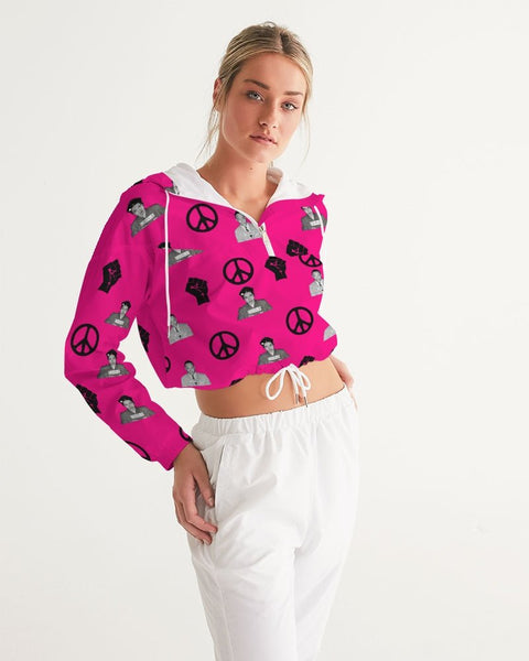 Martin & Rosa "All Over It" Women's Cropped Windbreaker (Pink) - My Vintage Candy