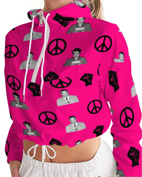 Martin & Rosa "All Over It" Women's Cropped Windbreaker (Pink) - My Vintage Candy