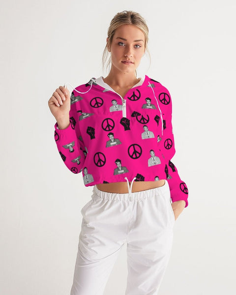 Martin & Rosa "All Over It" Women's Cropped Windbreaker (Pink) - My Vintage Candy