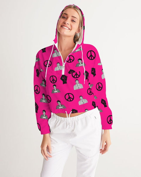 Martin & Rosa "All Over It" Women's Cropped Windbreaker (Pink) - My Vintage Candy