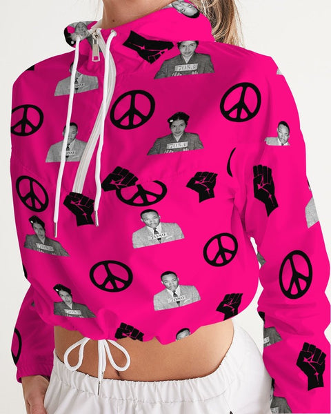 Martin & Rosa "All Over It" Women's Cropped Windbreaker (Pink) - My Vintage Candy