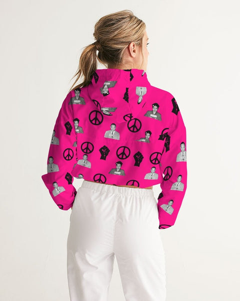 Martin & Rosa "All Over It" Women's Cropped Windbreaker (Pink) - My Vintage Candy