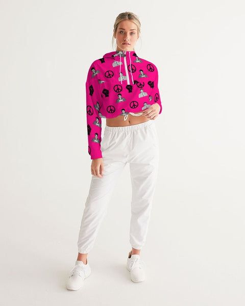 Martin & Rosa "All Over It" Women's Cropped Windbreaker (Pink) - My Vintage Candy