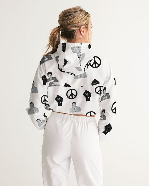 Martin & Rosa "All Over It" Women's Cropped Windbreaker (white) - My Vintage Candy