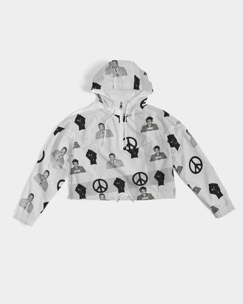 Martin & Rosa "All Over It" Women's Cropped Windbreaker (white) - My Vintage Candy