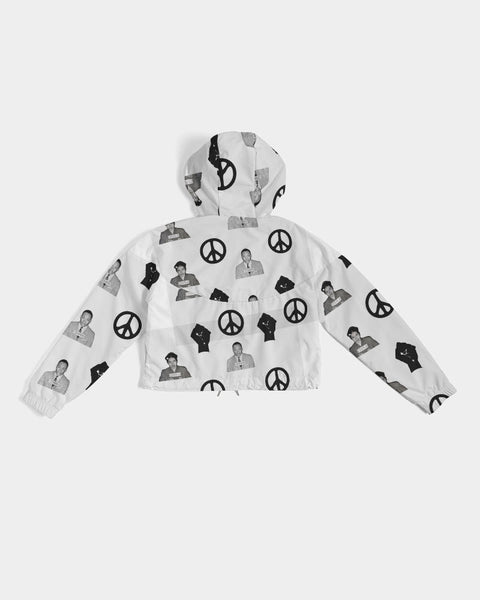 Martin & Rosa "All Over It" Women's Cropped Windbreaker (white) - My Vintage Candy